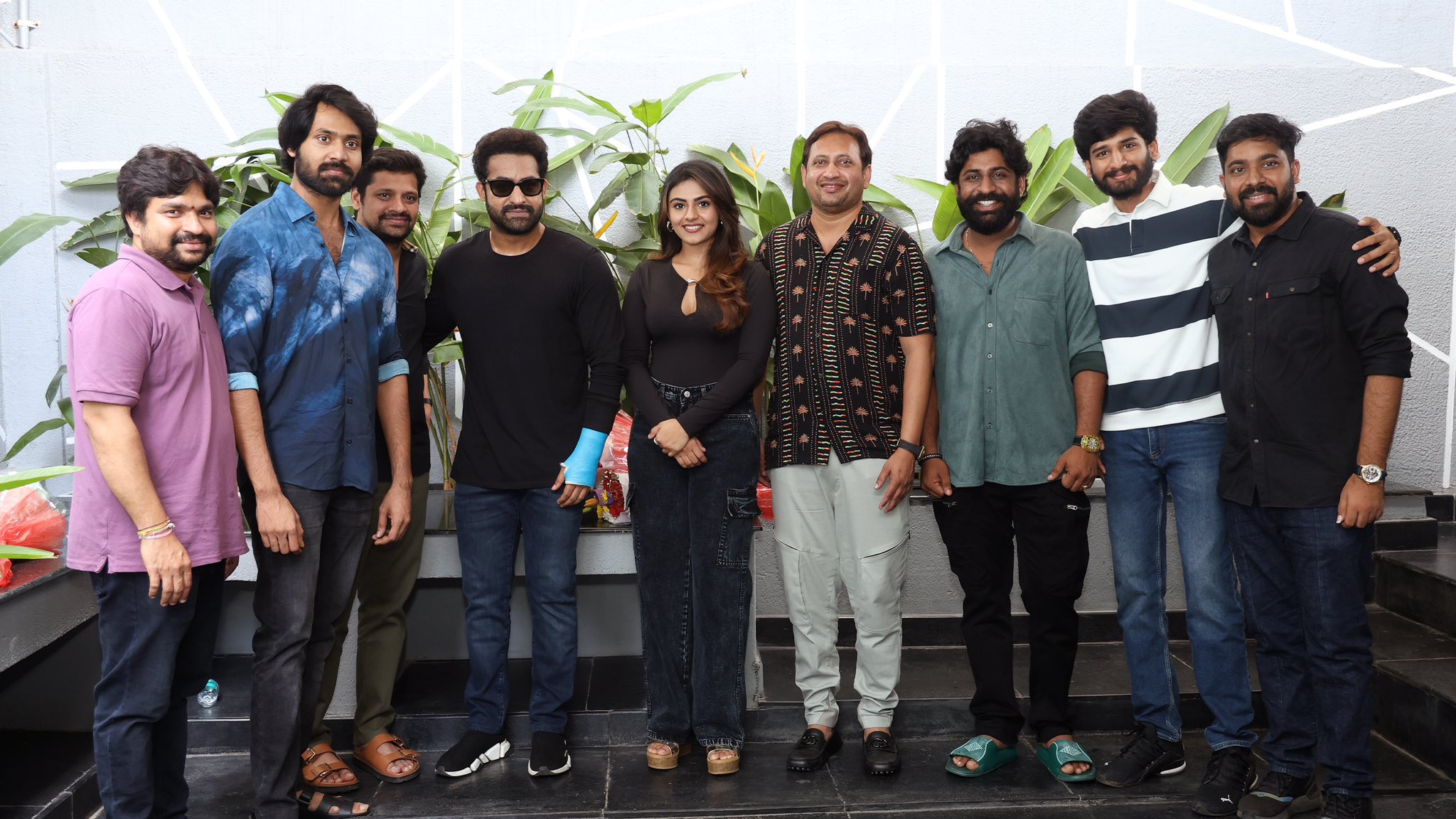 NTR's Congratulatory Nod Boosts AAY’s Box Office Success, AAY Movie Update, AAy Movie Team Met NTR, AAY Movie Hero Narne Nithiin, AAy Movie Heroine Nayan Sarika, NTR With Nayan Sarika, NTR with Nithiin Narne, NTR with Ankith Koyya, NTR With Bunny Vasu, NTR With SKN,