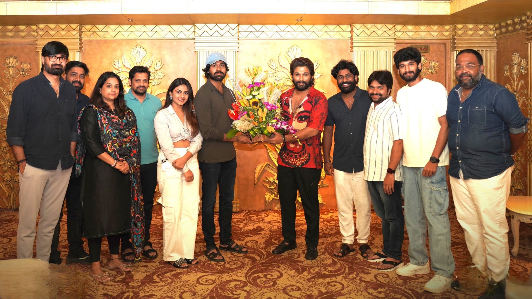 Allu Arjun Celebrates with AAY Team After Super Success, Celebrating AAY’s Success with Icon Star Allu Arjun, Allu Arjun with AAY Movie Team, Allu Arjun - AAY, Nayan Sarika, Allu Arjun, Narne Nithiin