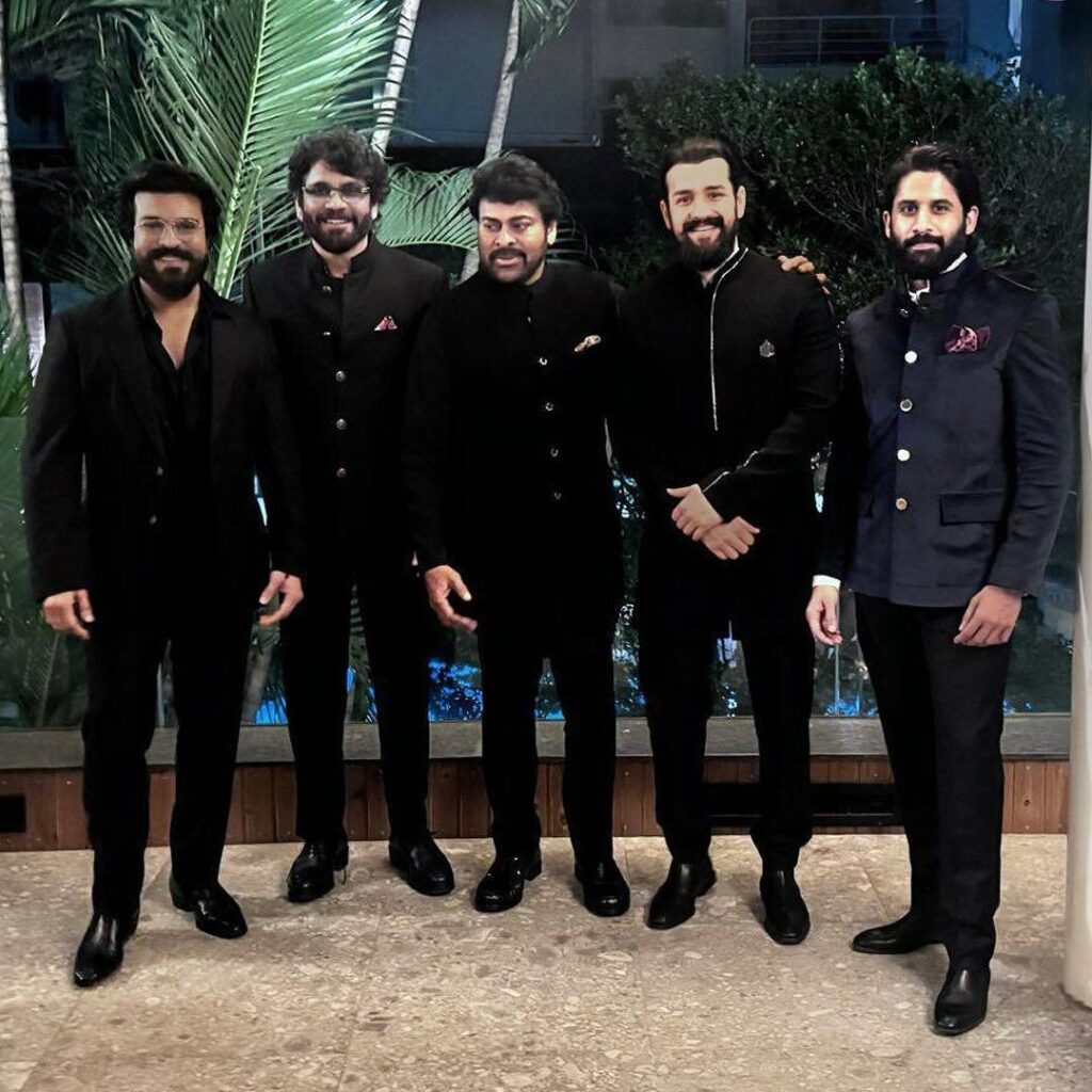 Families United Mega and Akkineni Stars Gather for a Special Dinner, Chiranjeevi with Nagarjuna, Ram Charan with Naga Chaitanya and Akhil, Mega family, Akkineni Family