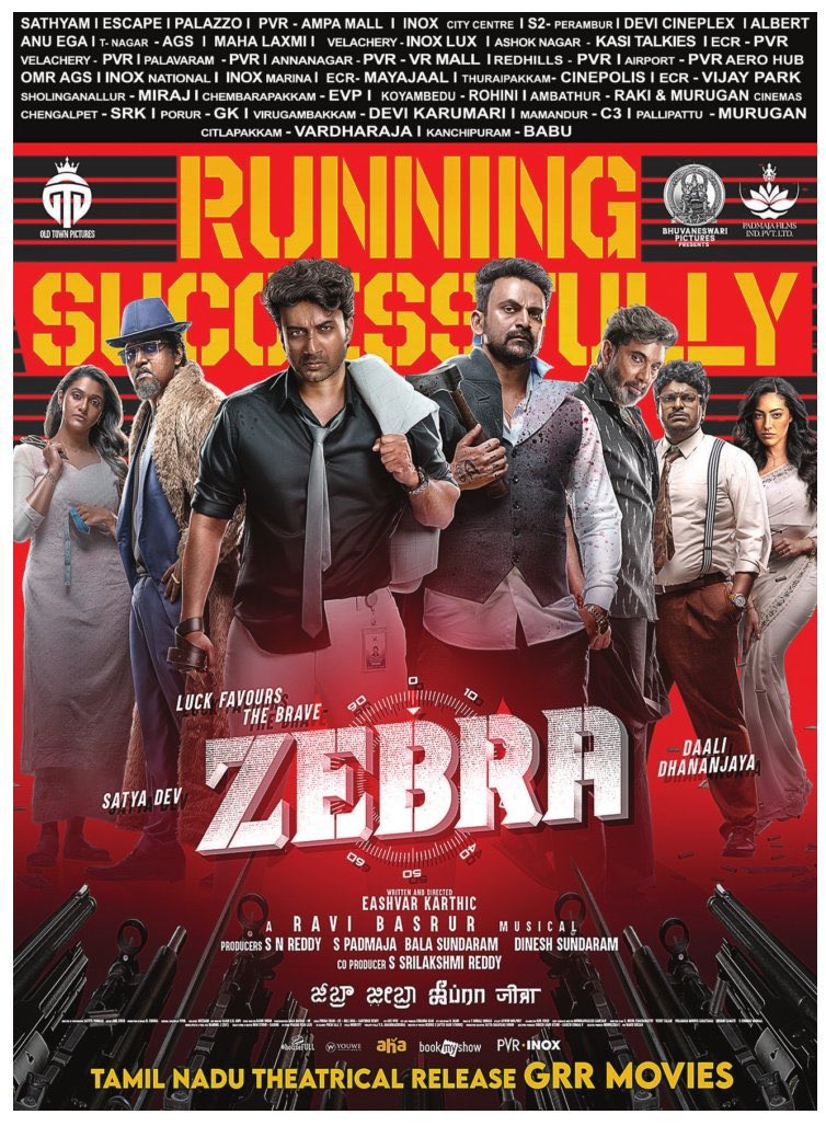 Zebra Movie 4 Days Collections, Zebra Movie Worldwide 4 Days Collections, Zebra Movie Collections, Satya Dev Movie Zebra Collections, Daali Dhananjaya Zebra